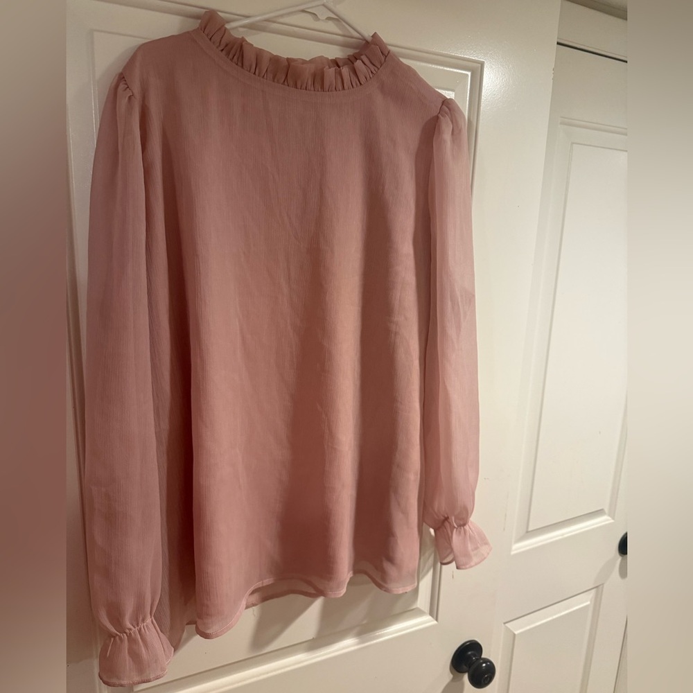 Elegant Pink Ruffle Blouse